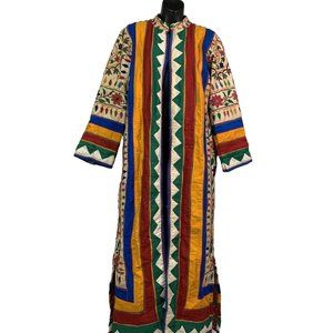 Al Miro Tribal Indian Embroidered Open Banjara Tapestry Jacket Coat - Medium